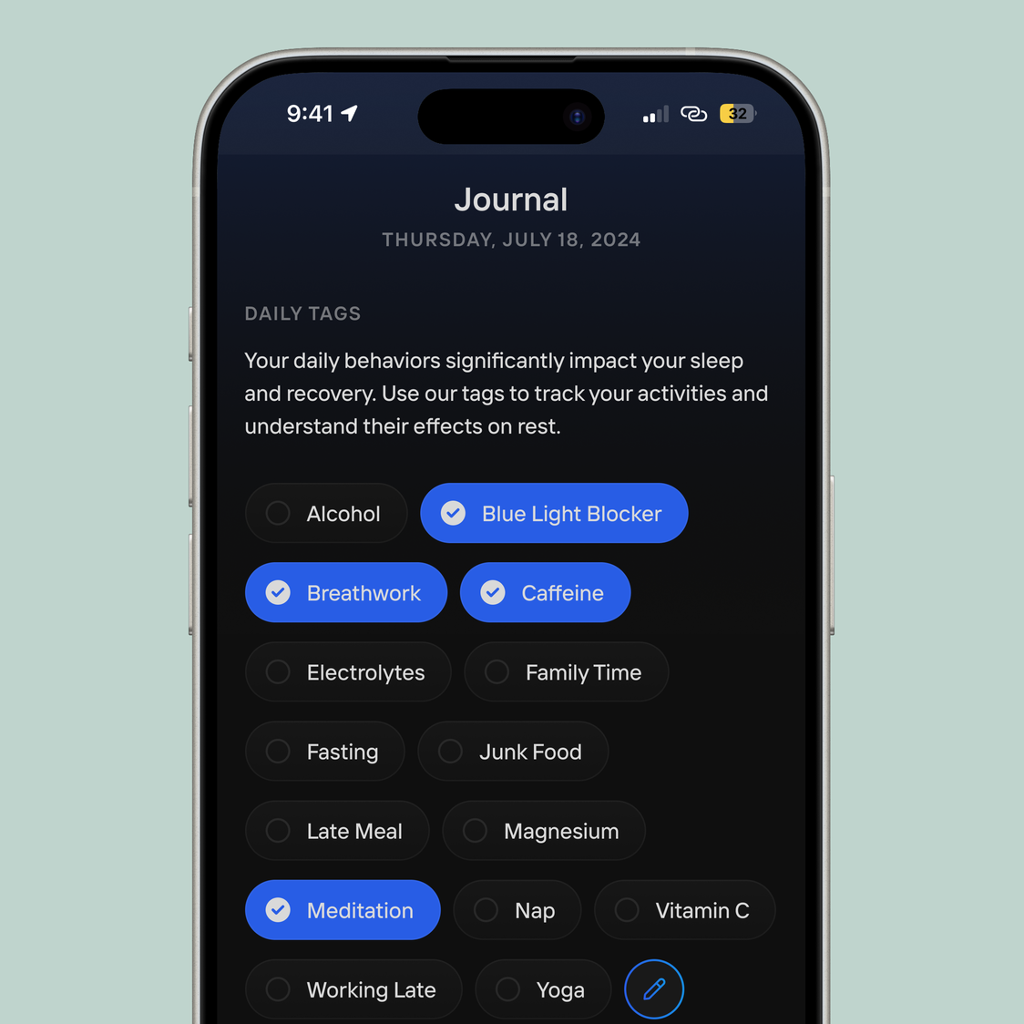 Athlytic app mockup showing activity tracking tags
