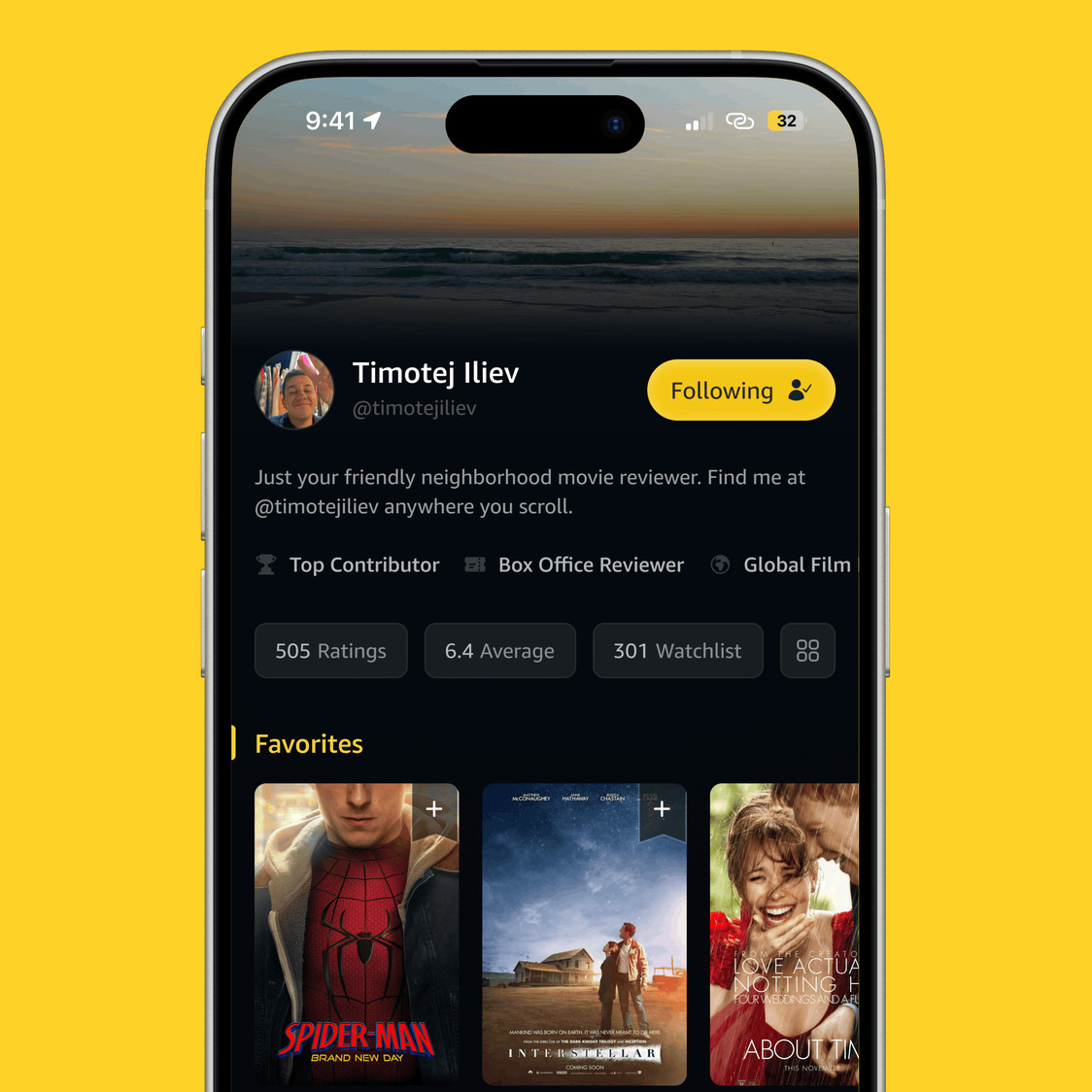 IMDb mobile profile screen redesign concept