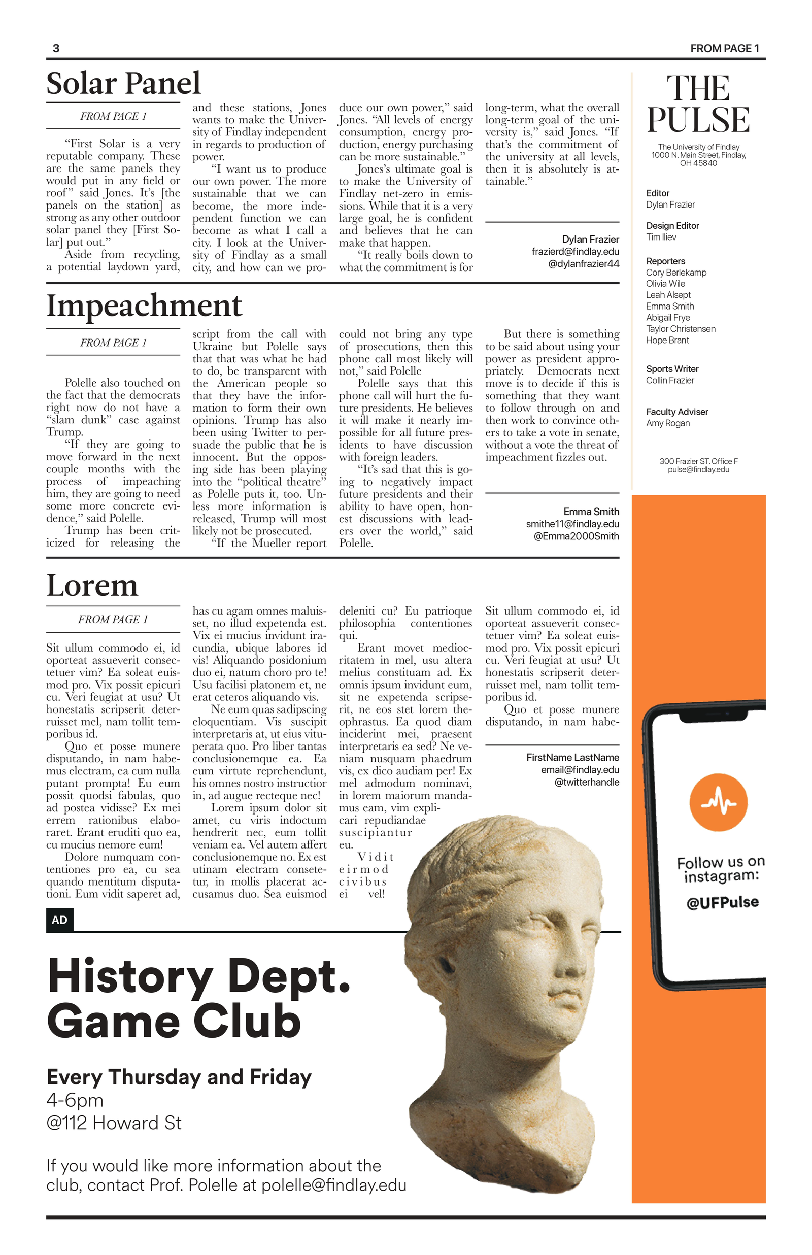 The Pulse news page continuing front-page coverage
