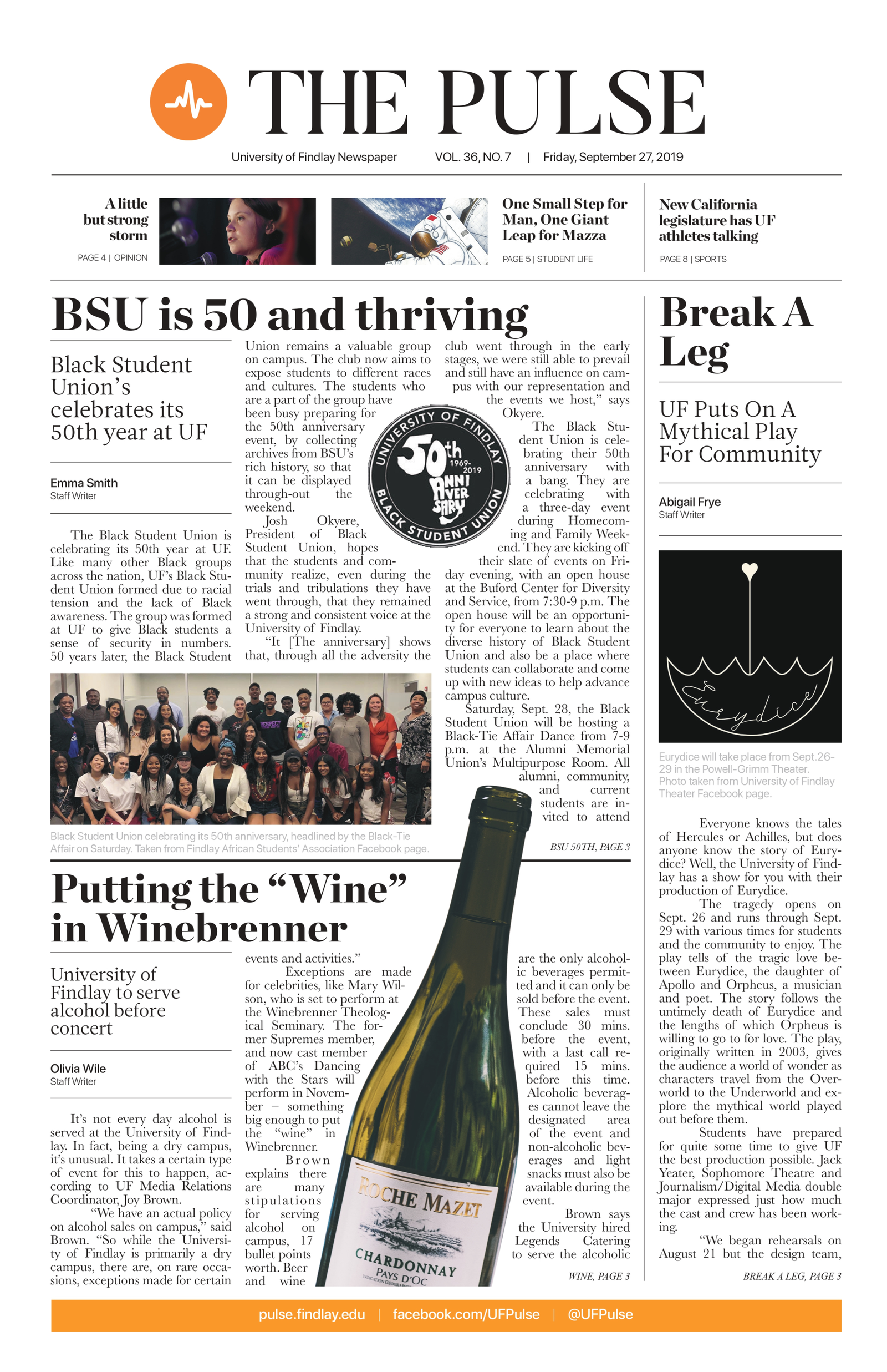Front page of The Pulse, Vol. 36 No. 7